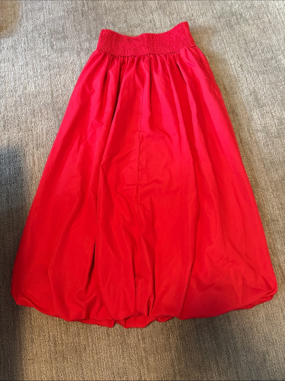 Red Full Balloon Midi Skirt - Women - Picture 3 of 4
